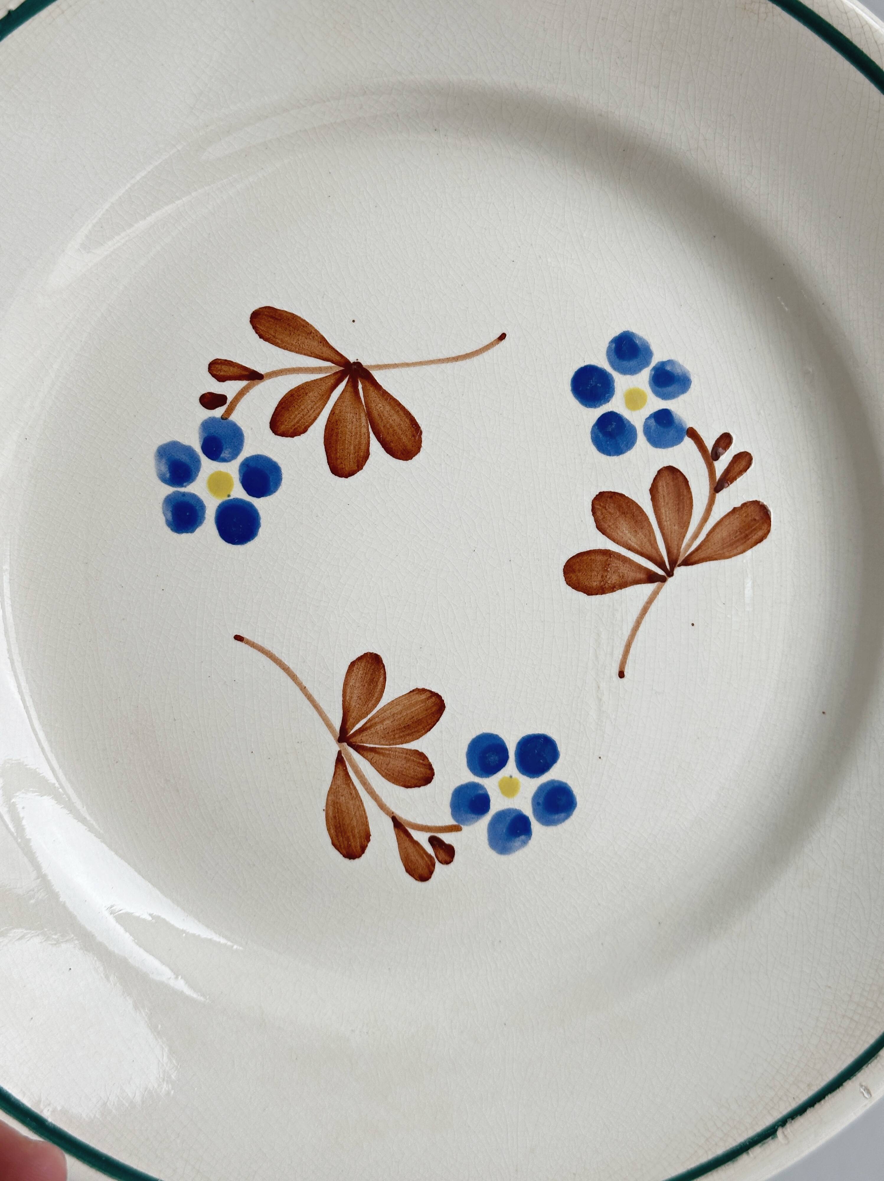 vintage flower plates set of 2