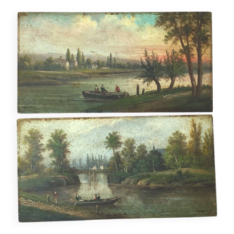 Pair of paintings on wood from the 1930s