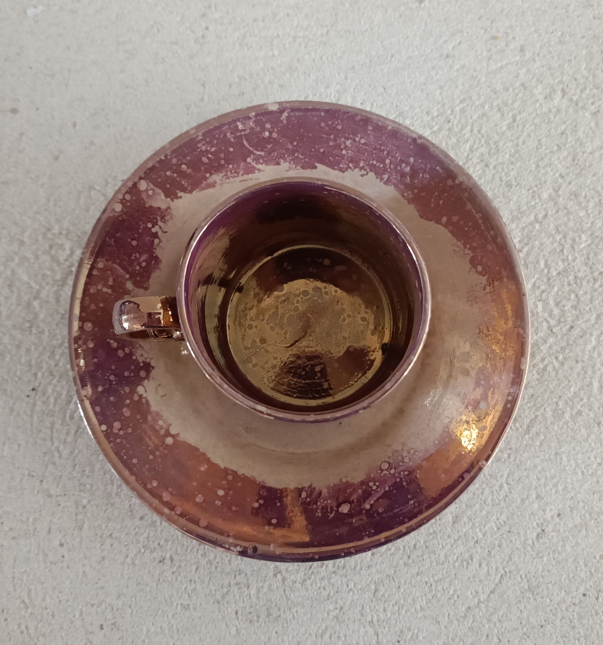 Burgos Sarreguemines glazed earthenware coffee cup and saucer