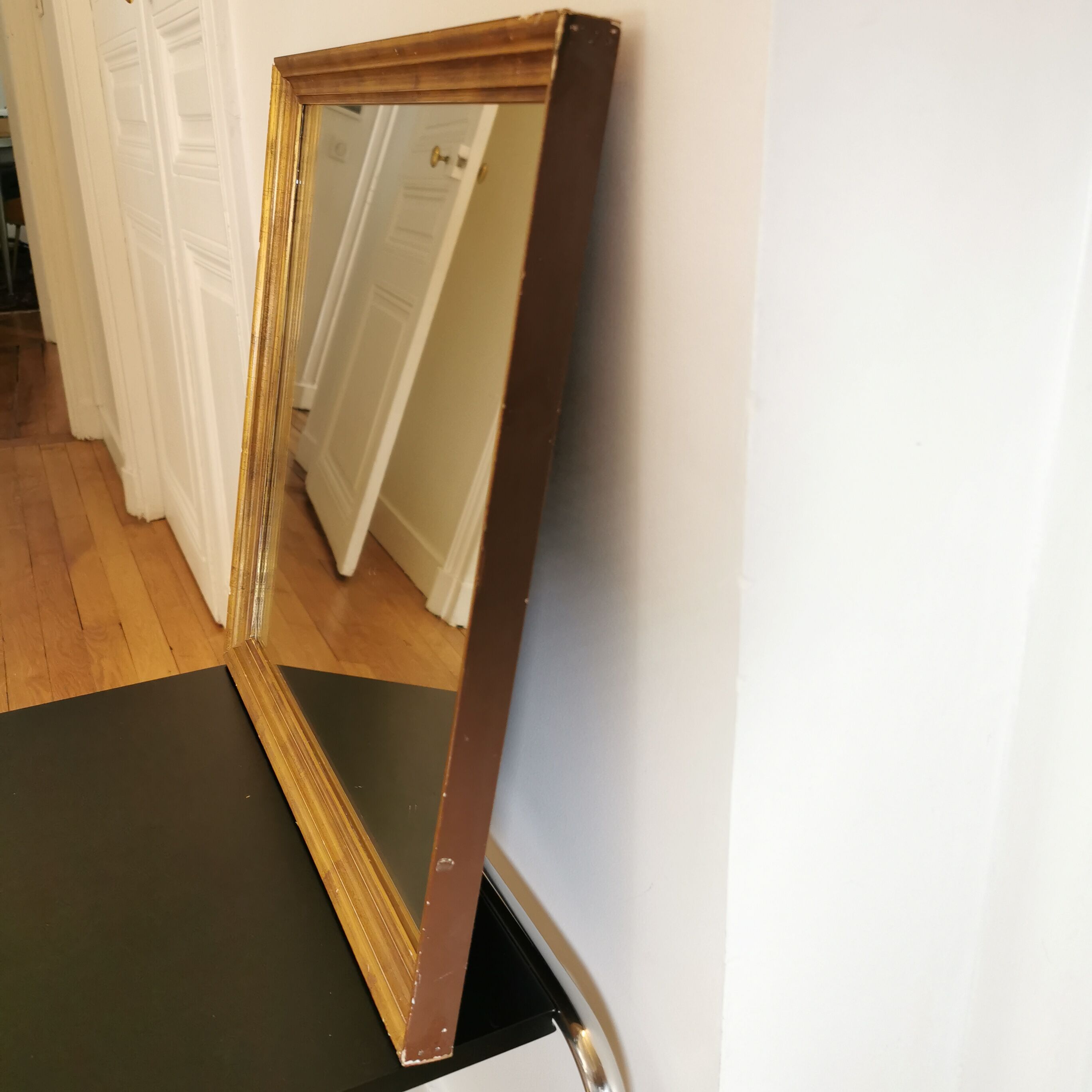 Miroir carré doré à la feuille d'or - 47x47cm