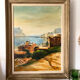 Old oil on canvas, Mediterranean port scene signed Rufo.