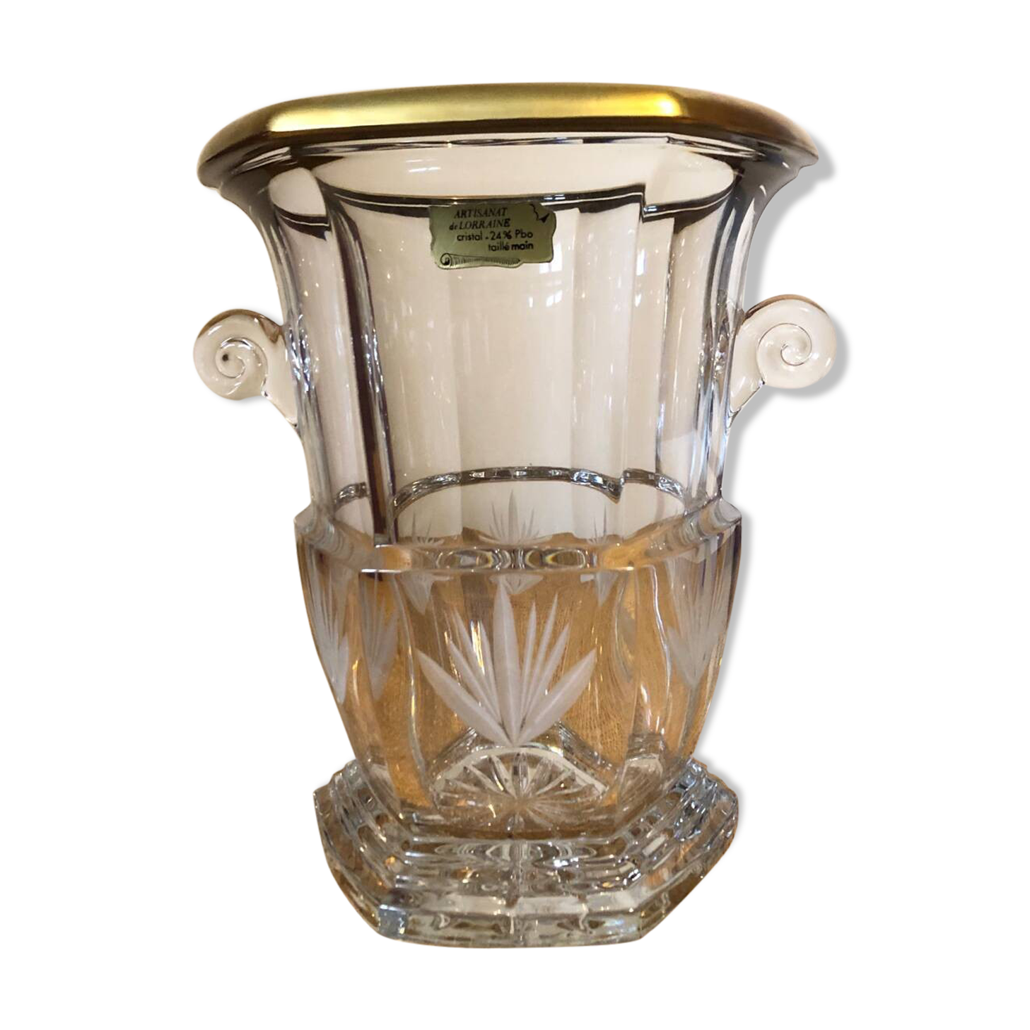 Lorraine crystal champagne bucket with 24 carat gold coating