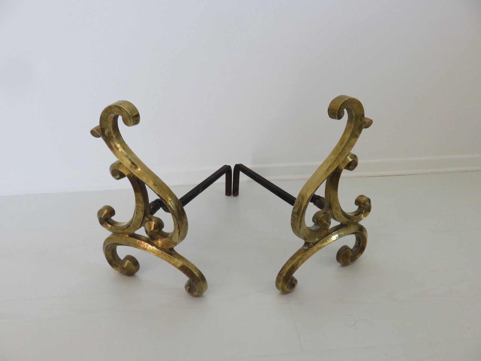 Pair of large art nouveau bronze chenets