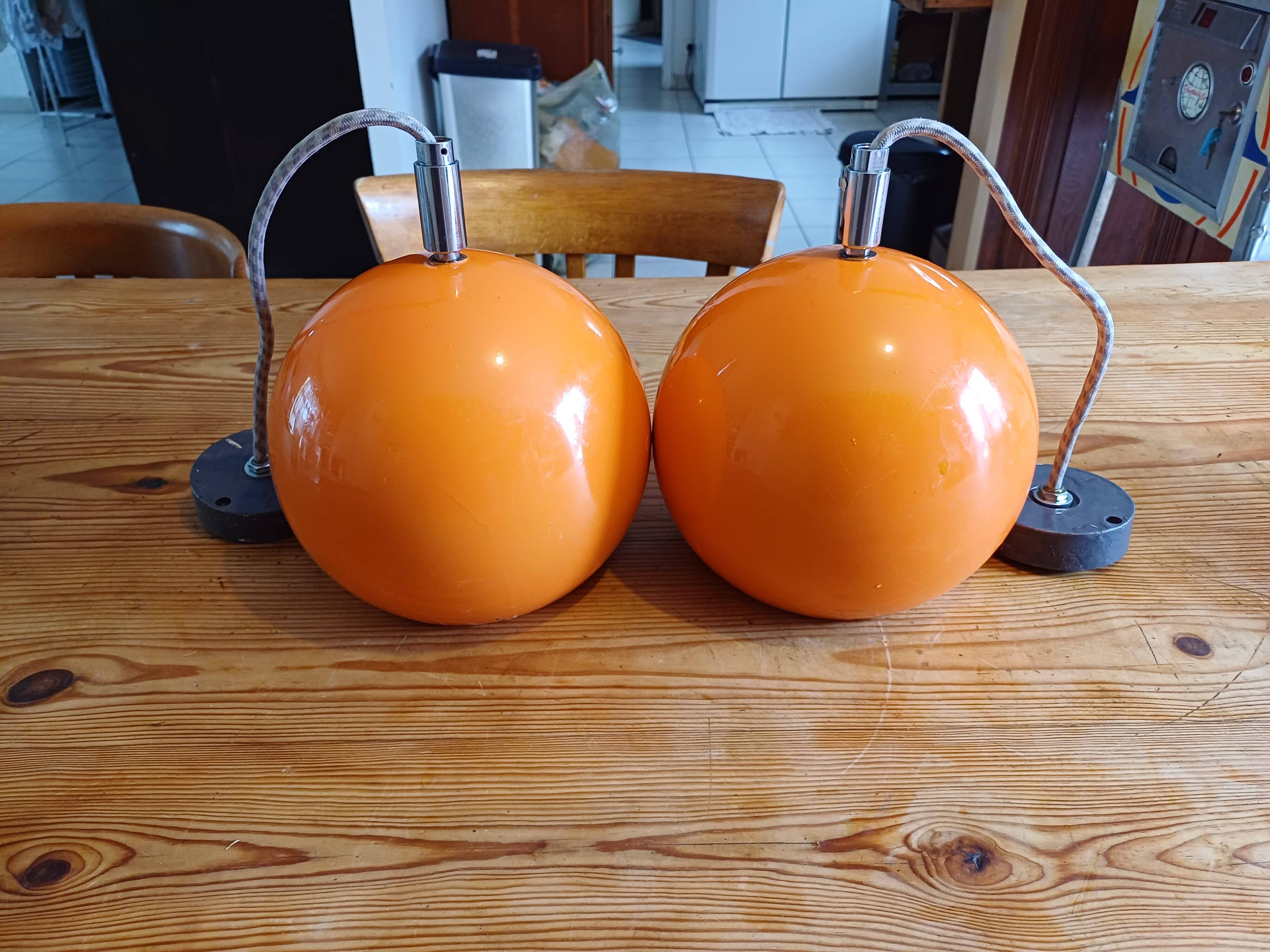 Pair of vintage erco dmi pendants or wall lights