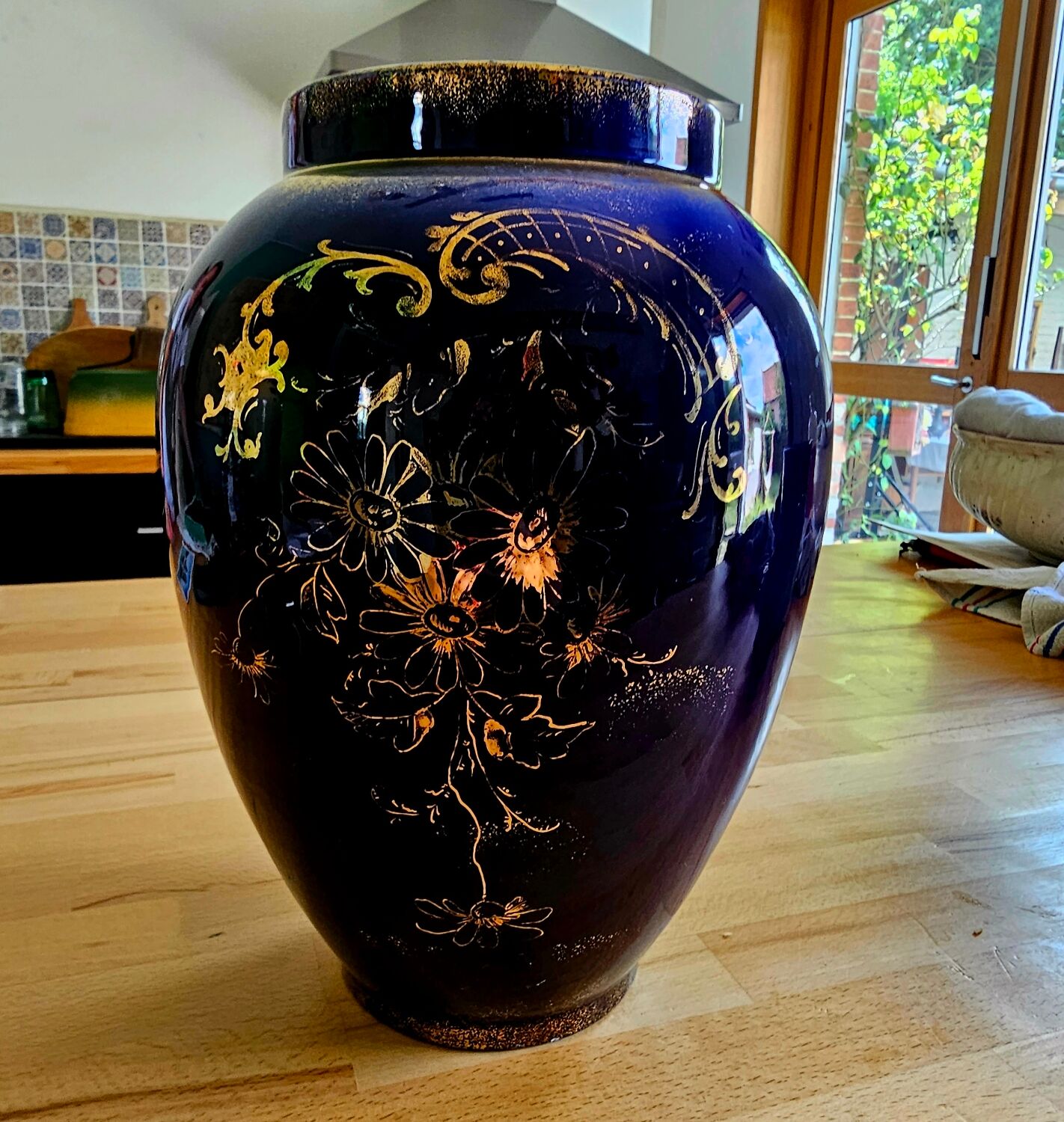 Cobalt blue and gold vase