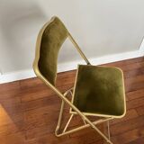 Green velvet folding chair