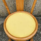 Ensemble table et chaises Exodia, bois et rotin, années 80