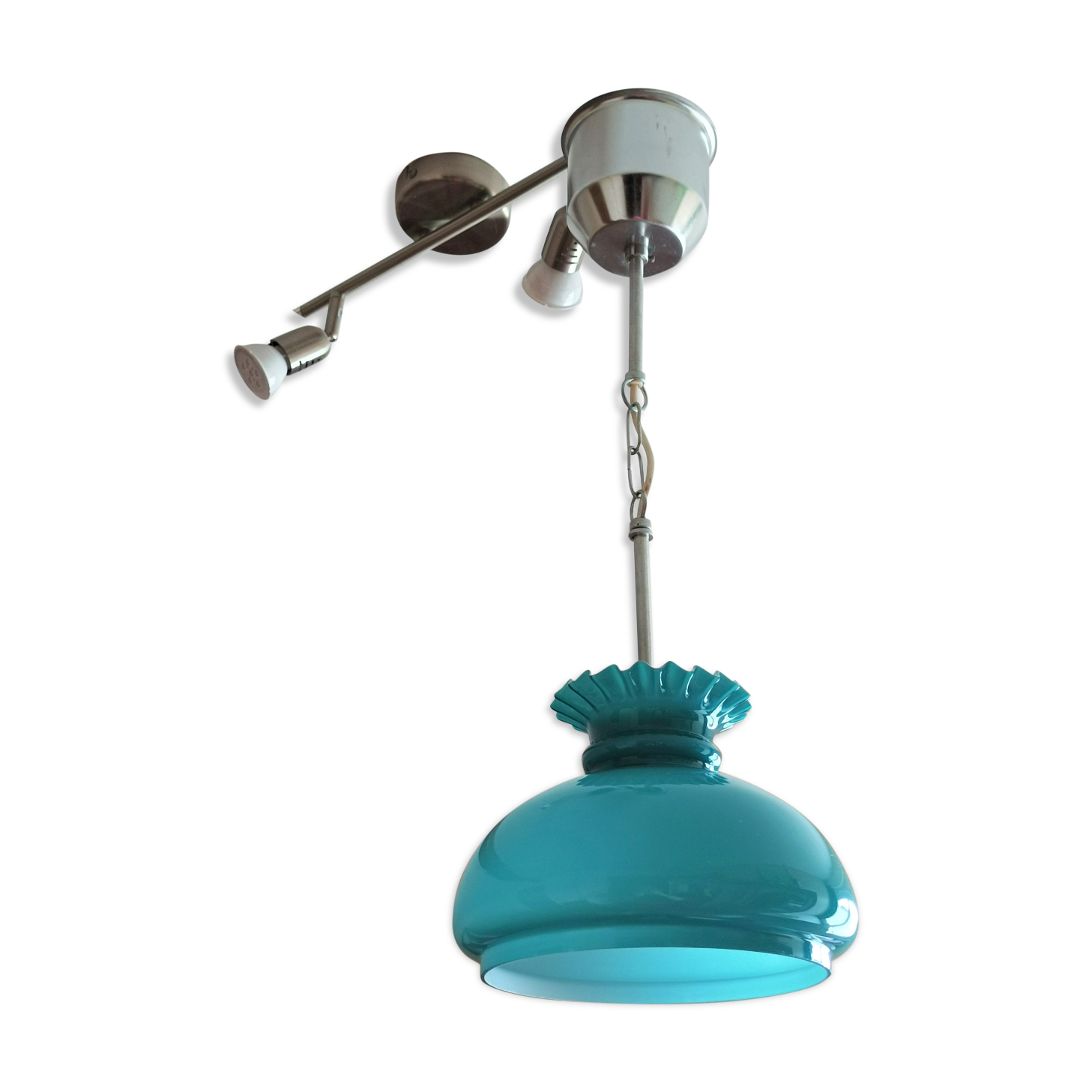 Blue opaline chandelier