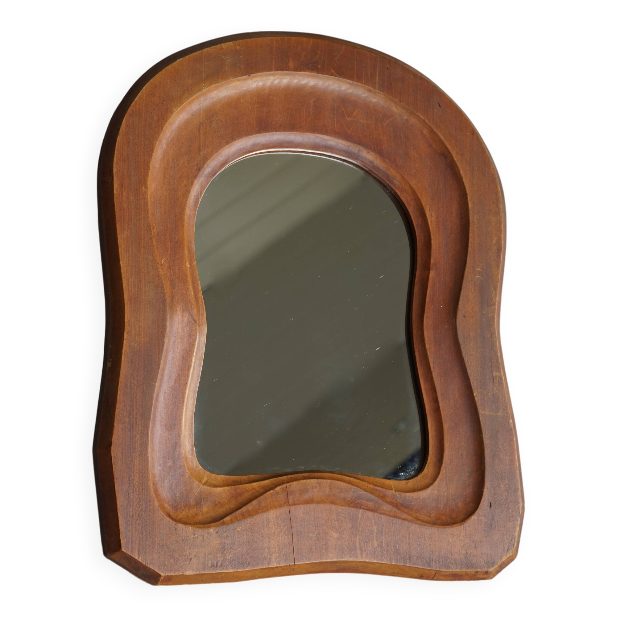 Mid-Century Anthroposophical wooden mirror, 1950s