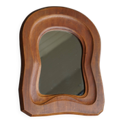 Miroir anthroposophique en bois du milieu du siècle, années 1950