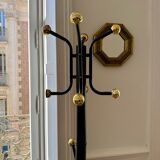 Golden metal coat rack with 14 hooks - 1970s