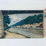 Oil on canvas the Seine dated and signed