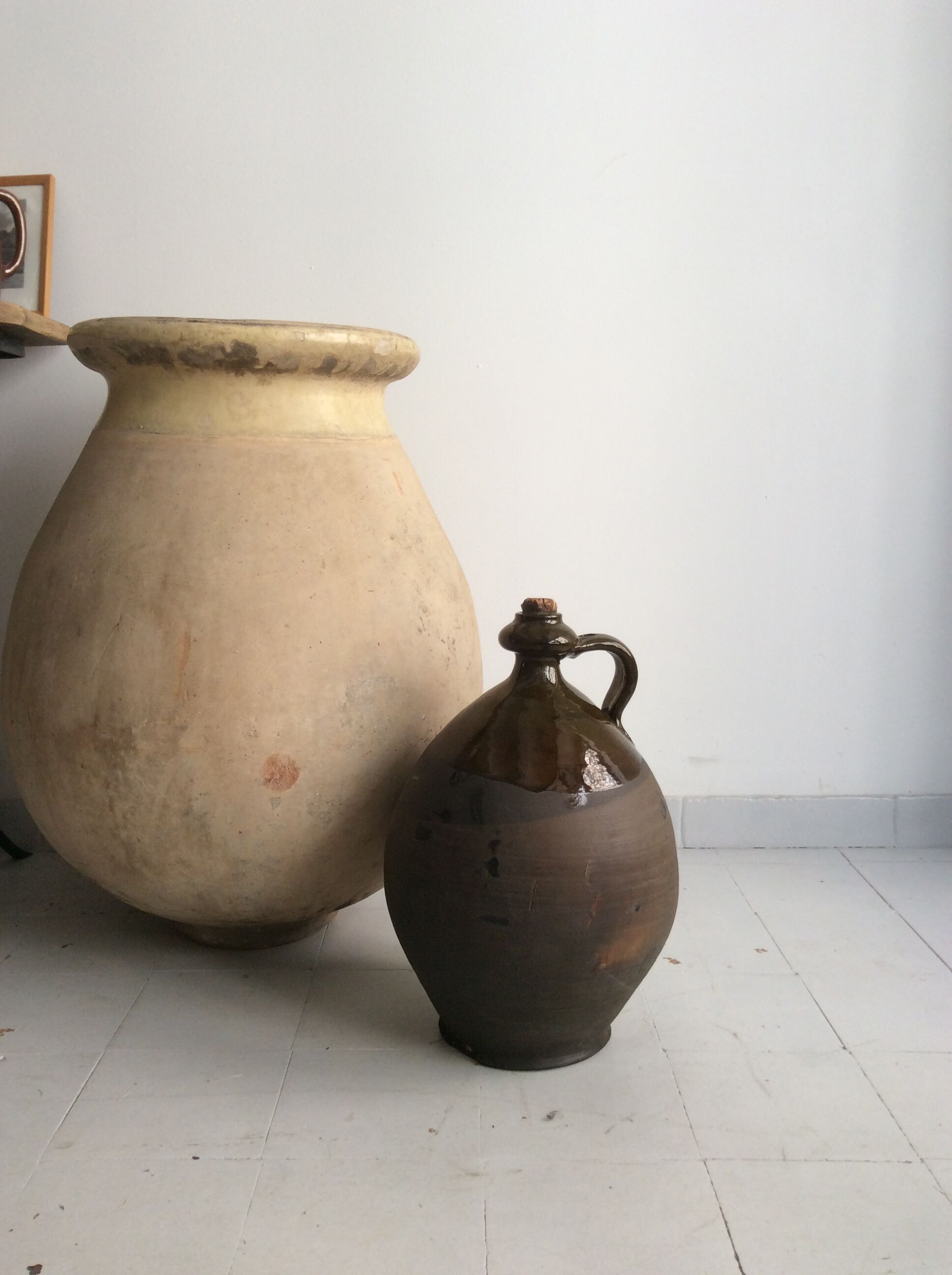 Old terracotta jug glazed Provençal