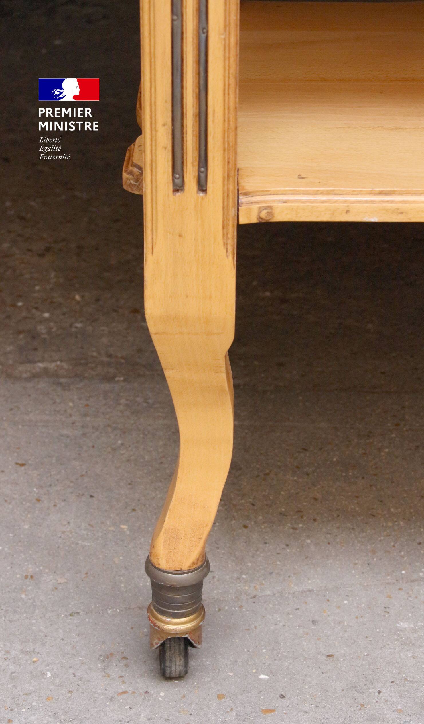 Large solid beech serving trolley from... the Hôtel Matignon!