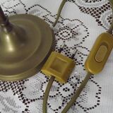 Vintage French Brass Gooseneck Table Lamp with Opaque Patterned Glass Shade 5522