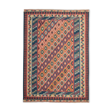 Persian kilim, handwoven oriental qashqai flat woven wool rug- 207x296cm