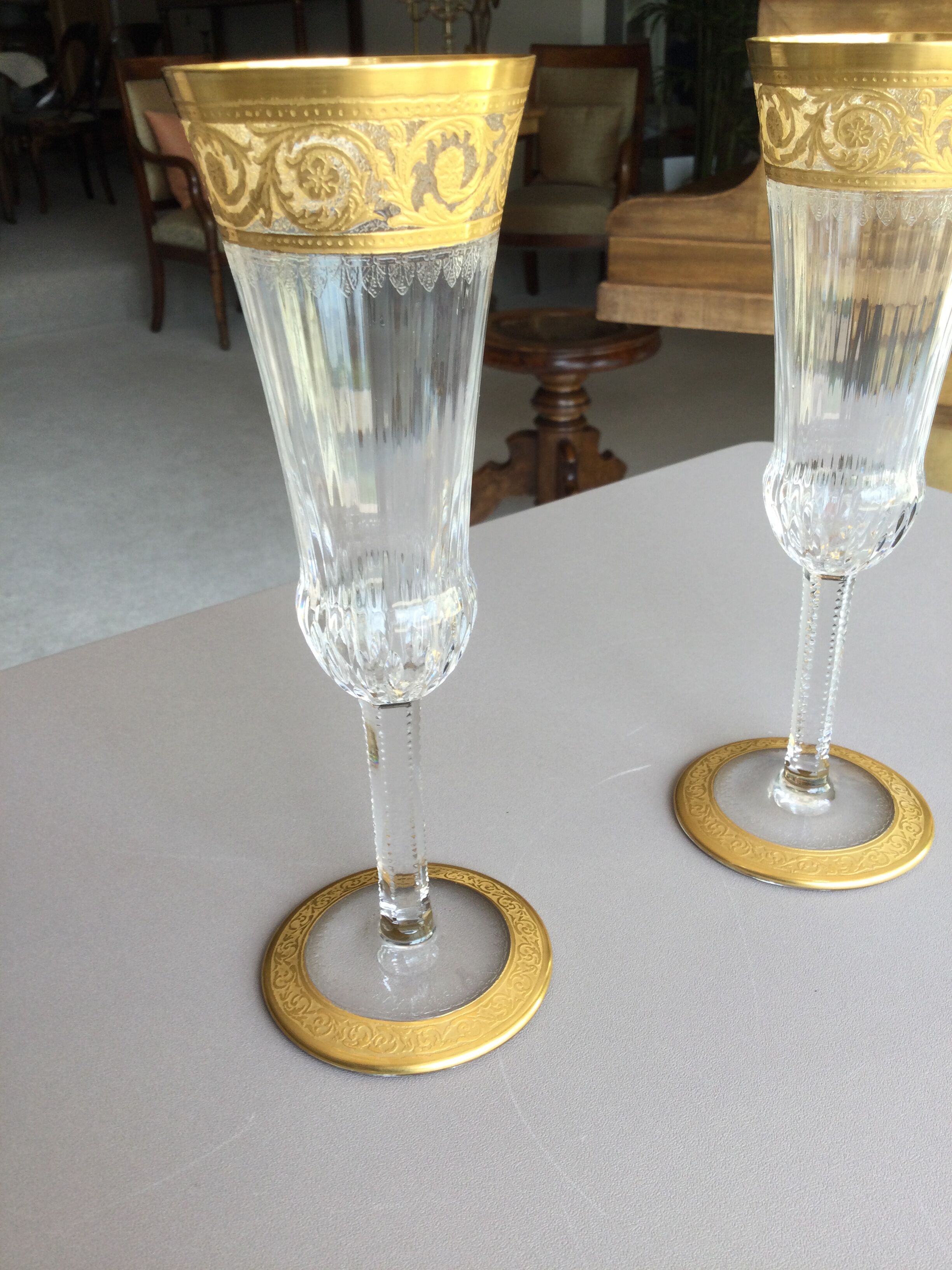 St Louis crystal champagne flutes