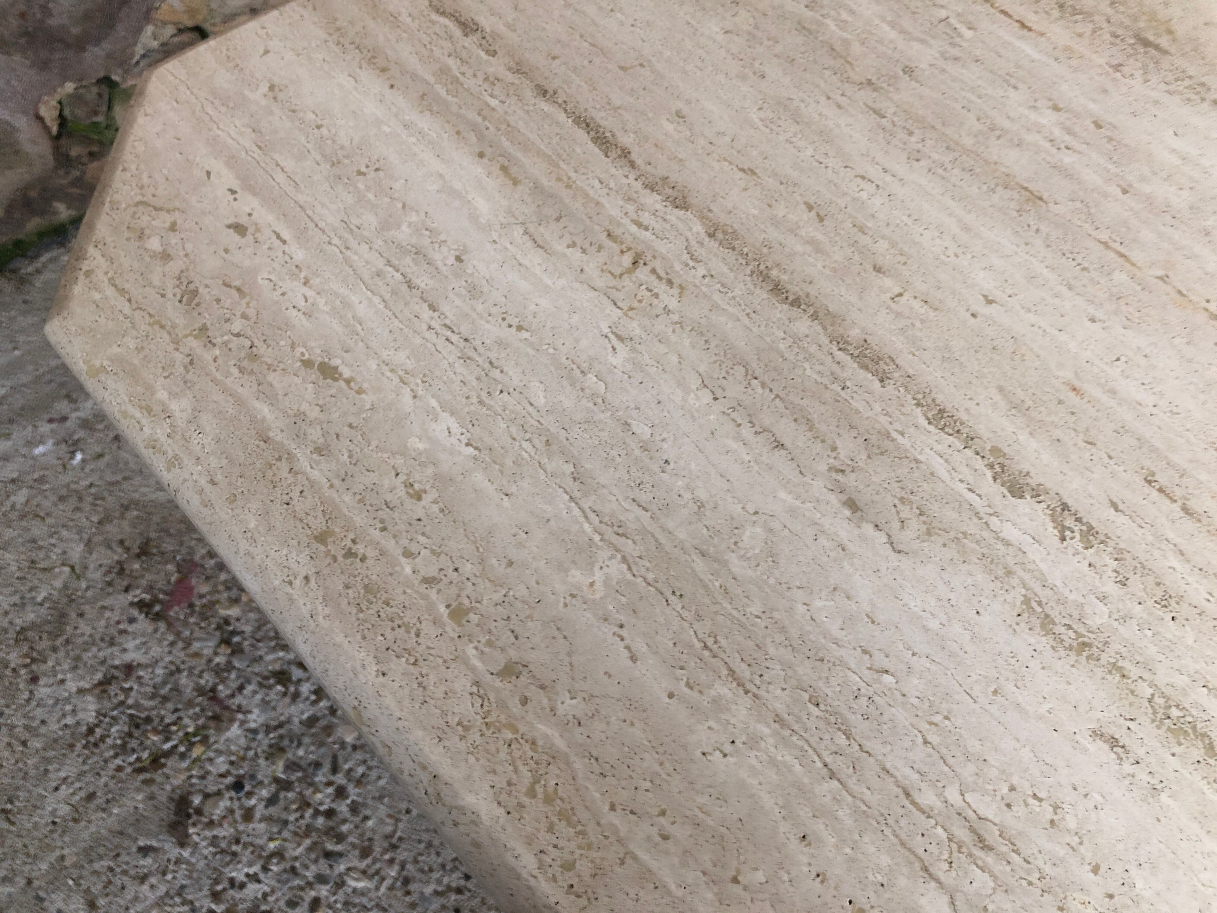 Large octagonal coffee table in 70s/80s travertine