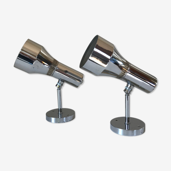 Pair of chrome wall lamps with ball joints design 70 years