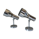 Pair of chrome wall lamps with ball joints design 70 years