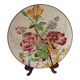 Plat Terre de fer Longchamp. Fin 19ème. Décor de fleurs