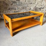 Wood and smoked glass coffee table from the 80s
