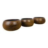 3 bols teck danois scandinave années 60