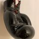 Ashtray or empty pocket in black ceramic, boxing glove JC. Peire, 1970