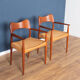 Retro 1960s set of six danish solid teak dining chairs papercord seats dyrlund arne hovmand olsens m