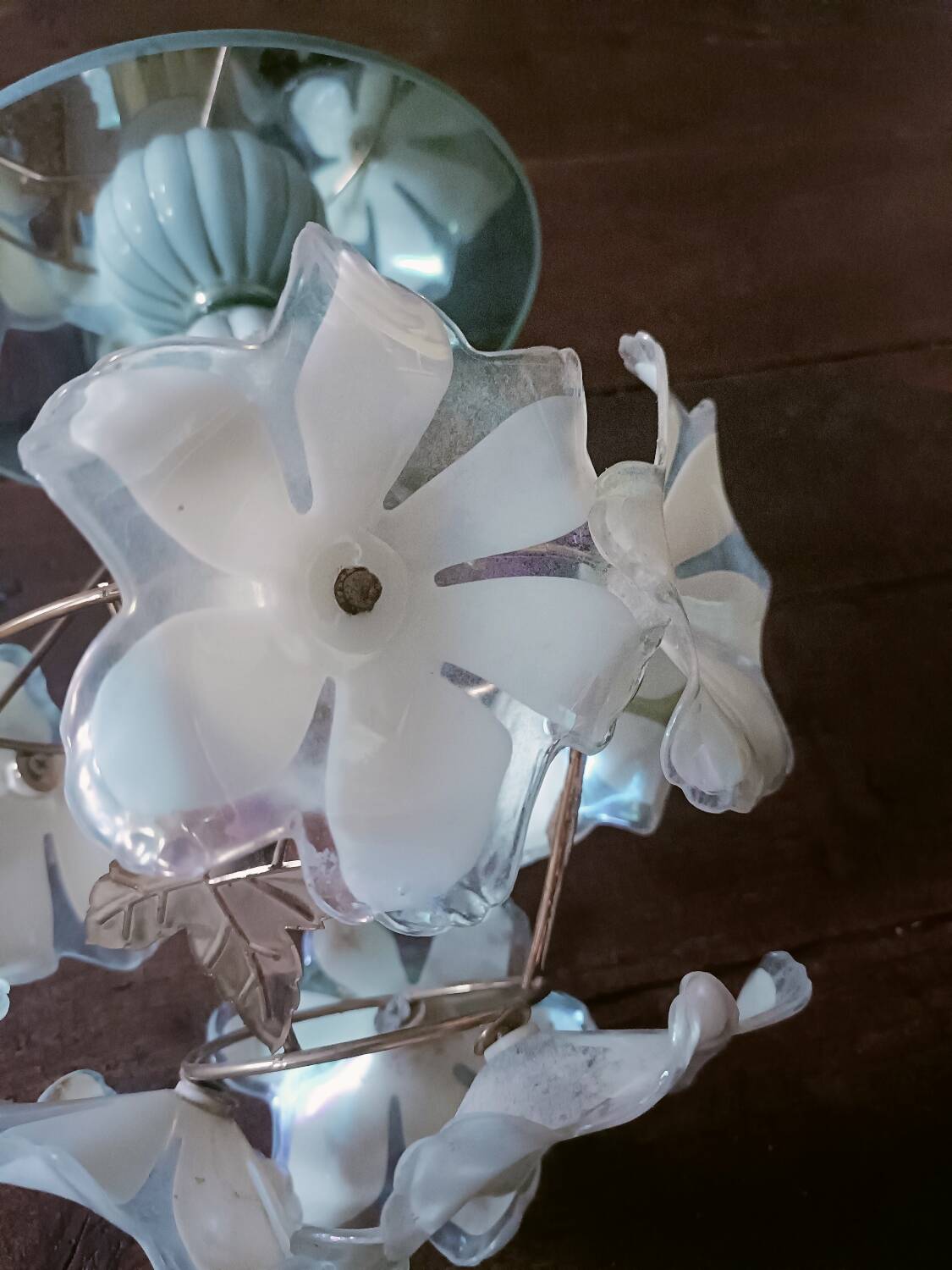 70s Flower and Mirror Chandelier