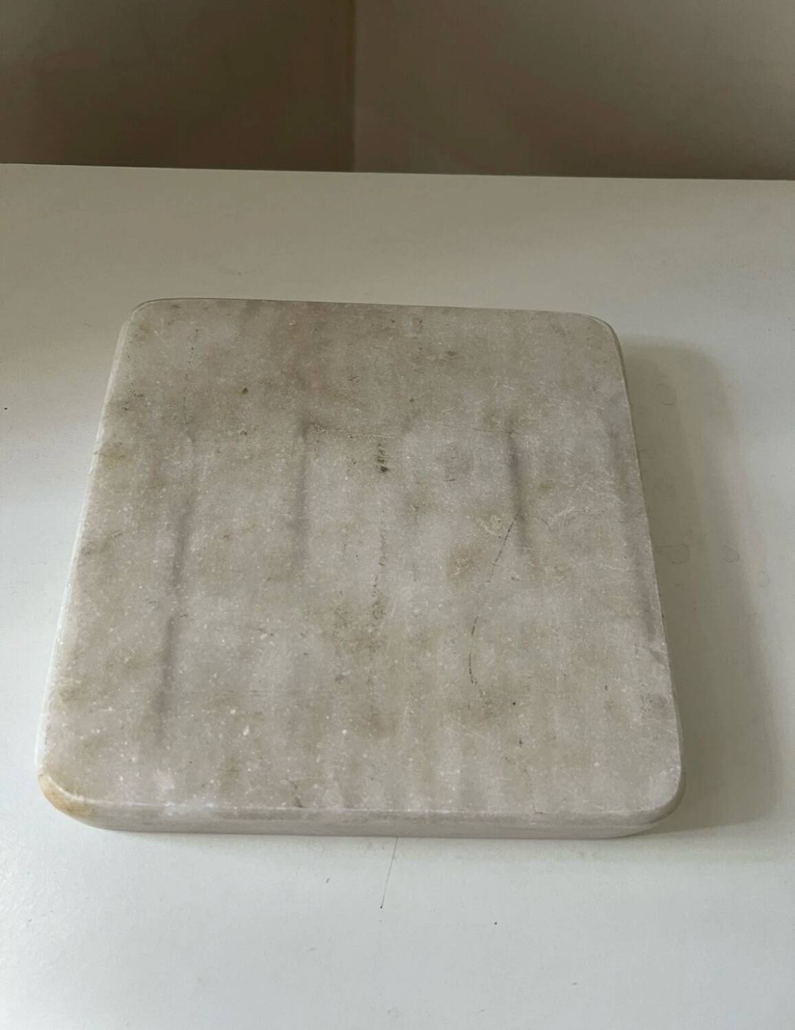 Vintage Italian hard stone white marble empty pocket