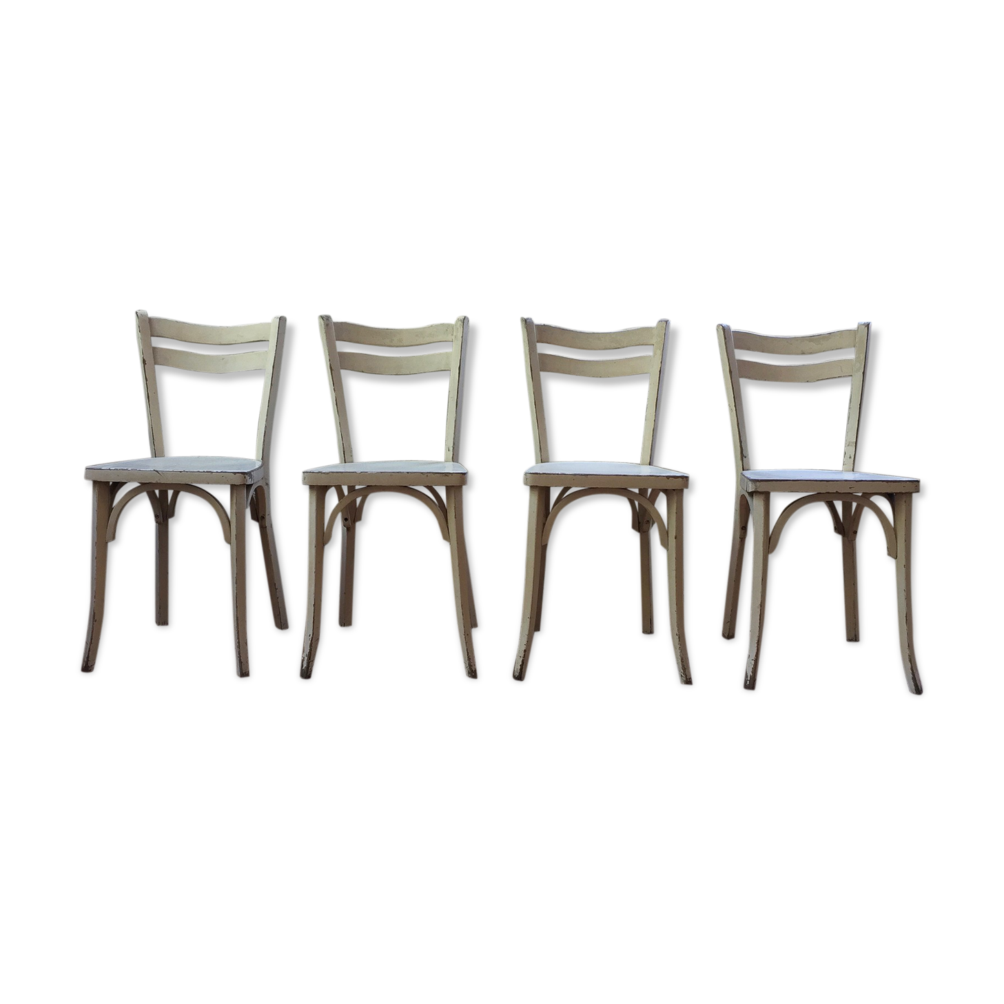 Set 4 white Baumann chairs