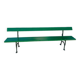 Large garden bench l 224 cm wood and cast iron