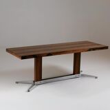 Vintage rosewood and brushed metal coffee table, 1960s