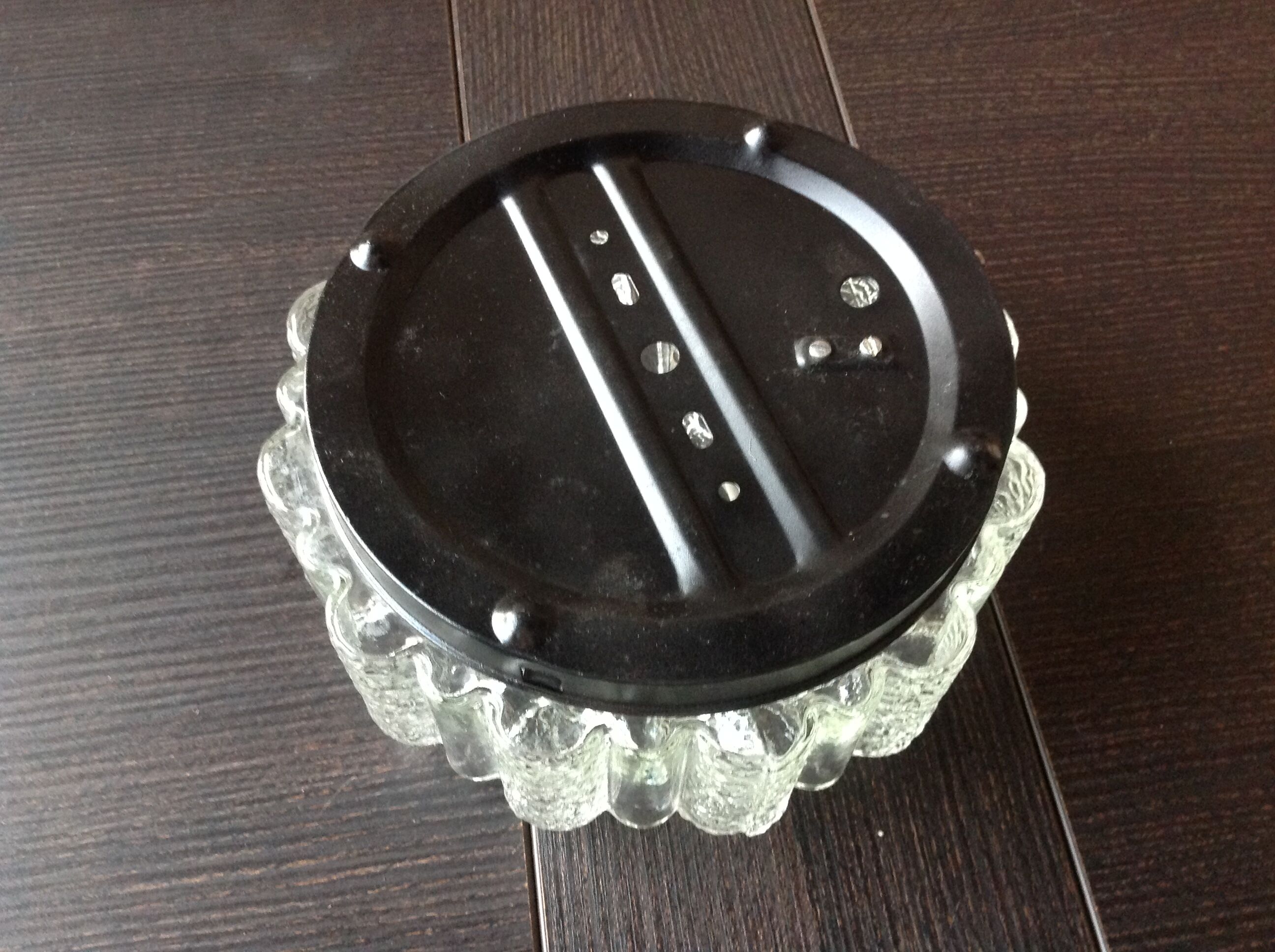 Round ceiling lamp in bubbled glass / vintage 60s-70s