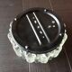 Round ceiling lamp in bubbled glass / vintage 60s-70s