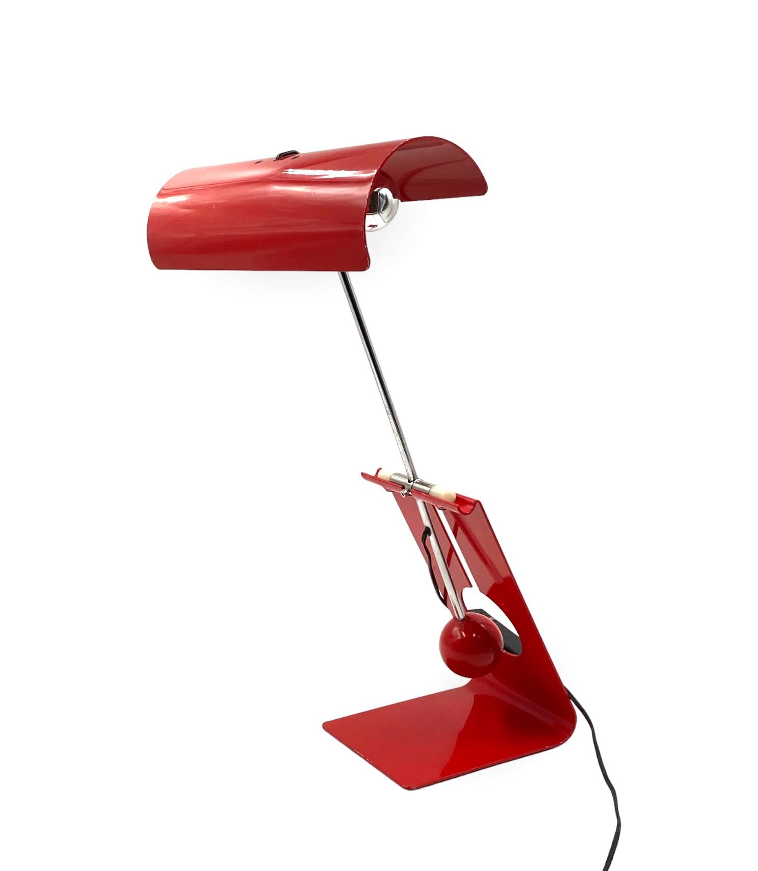 Mauro Martini, red 'Picchio' woodpecker table lamp, F.lli Martini Italy 1970s