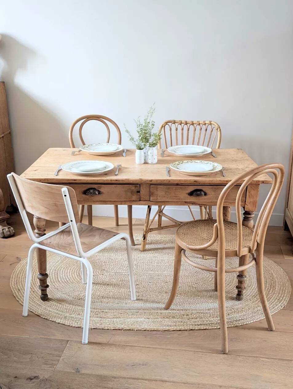 Renovated solid wood farmhouse table