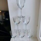 Set of 6 crystal wine glasses engraved 30s