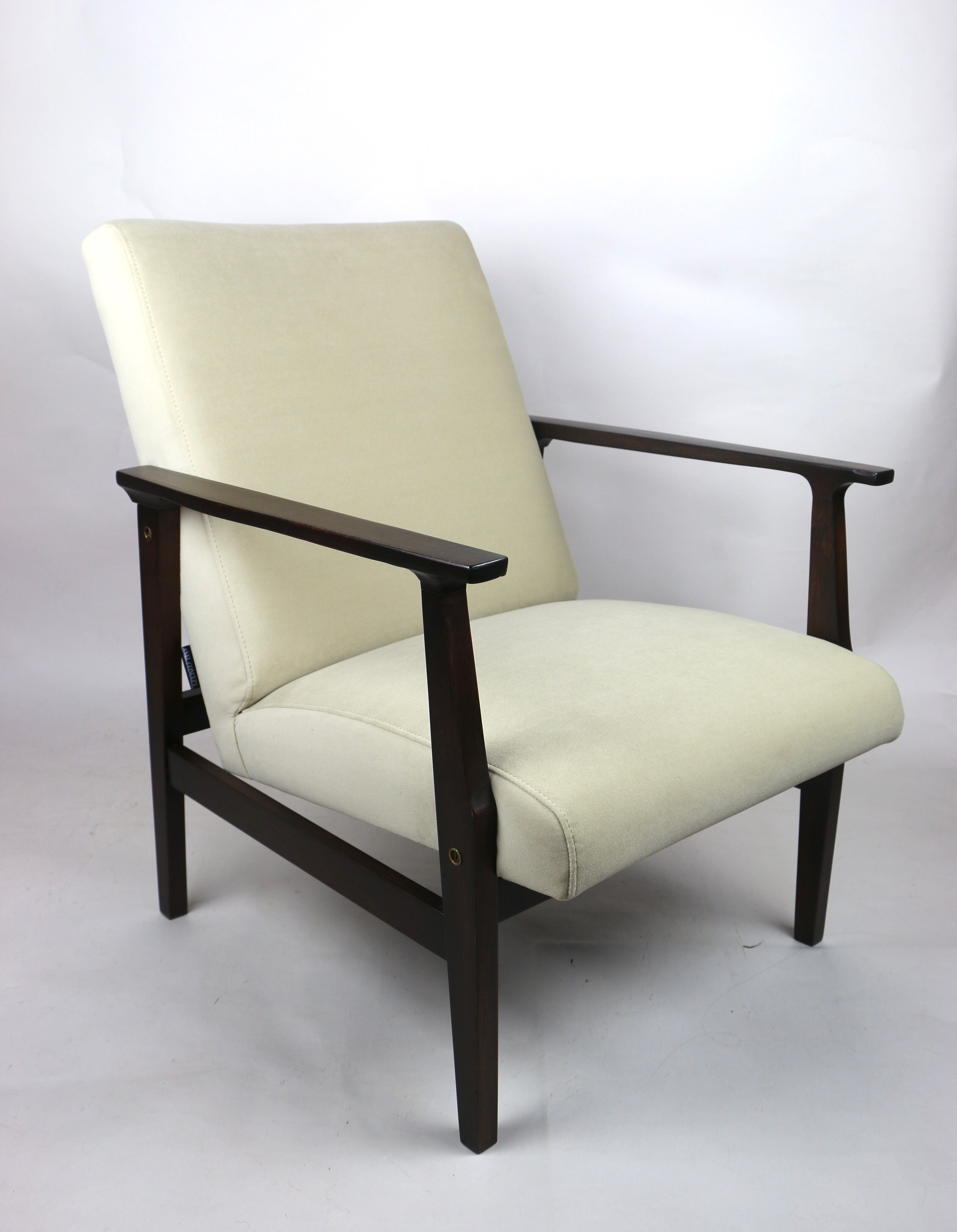 Fauteuil beige velvet années 1970
