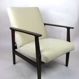 Fauteuil beige velvet années 1970