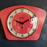 Vintage formica clock silent wall clock "Bayard red"