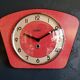 Vintage formica clock silent wall clock "Bayard red"
