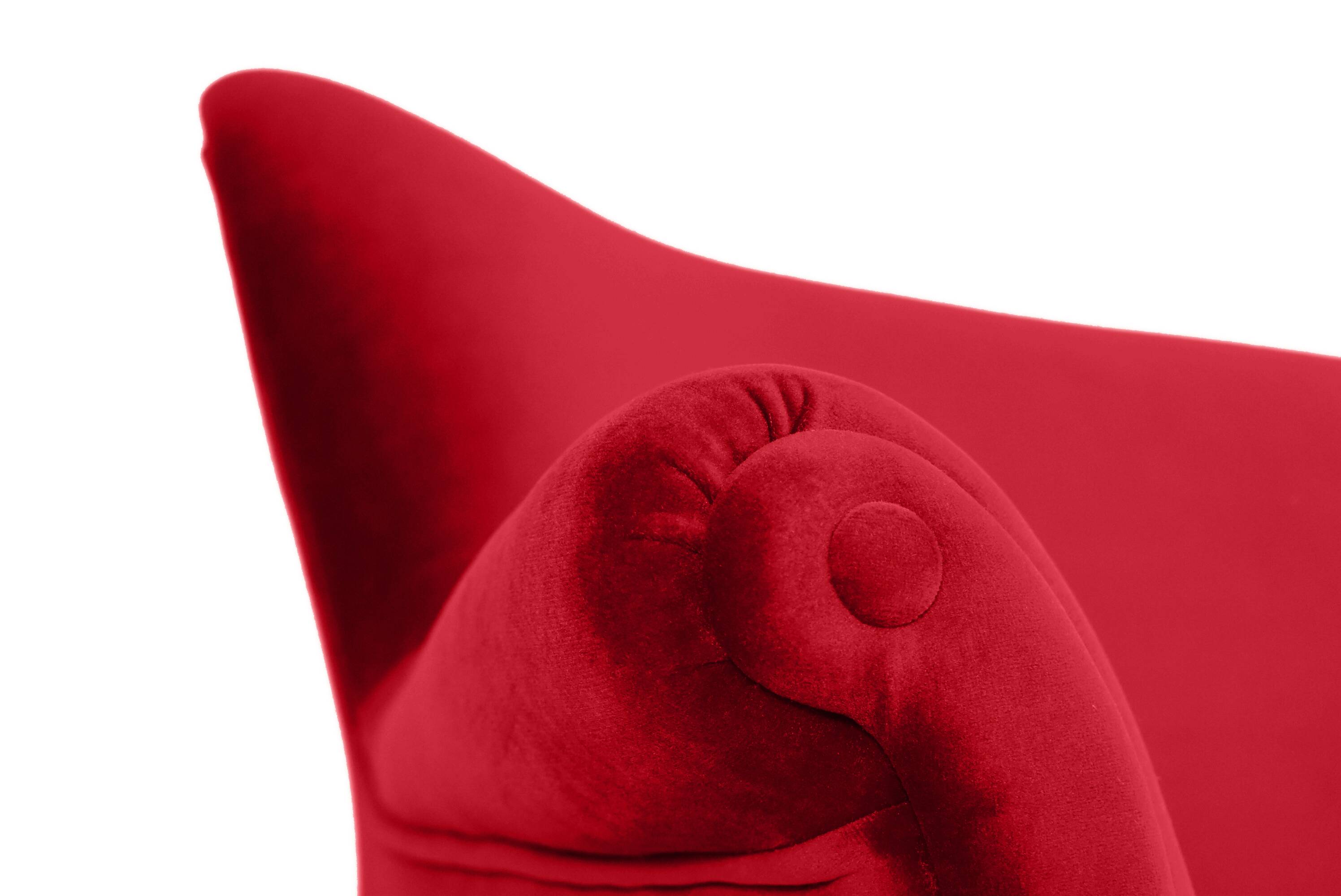 Canapé trois places en velours allemand, années 1960, bordeaux, restauré