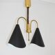 Mid-Century Modern pendant light, brass and metal, 1970s.