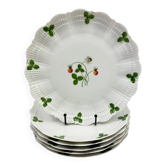 6 assiettes plates Limoges Le Chambrelain, décor fraises des bois, 25 cm