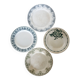 4 mismatched white and green ironstone dessert plates Arabesque set