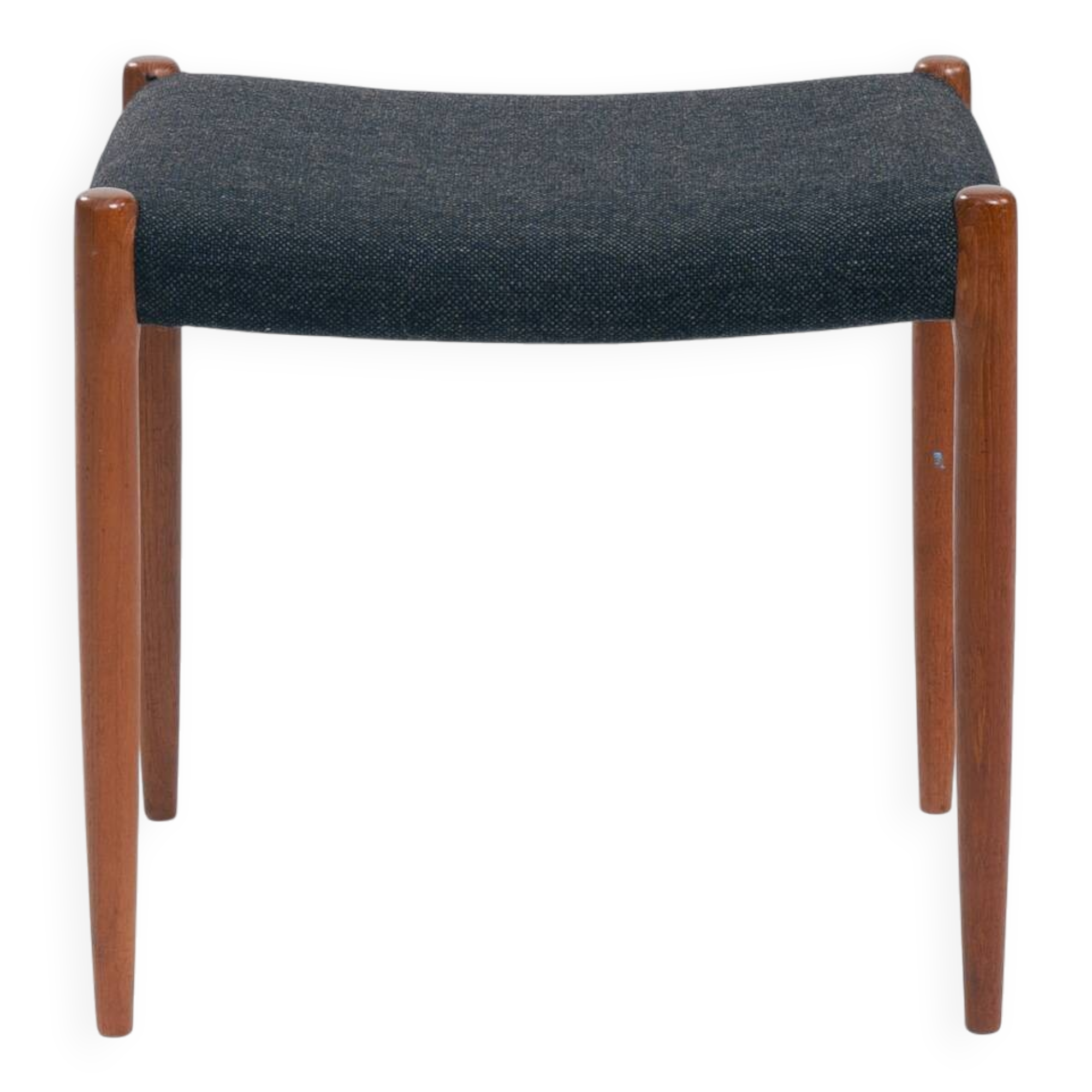 Niel O Moller teak stool 80a with black wool fabric, Denmark, 1960s