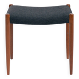 Niel O Moller teak stool 80a with black wool fabric, Denmark, 1960s