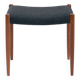 Niel O Moller teak stool 80a with black wool fabric, Denmark, 1960s